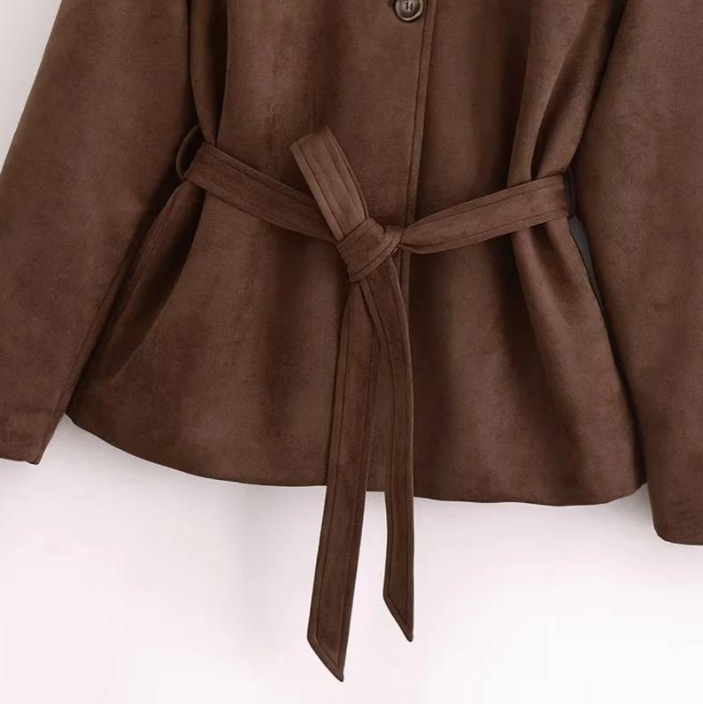 Loose Suede Polo Collar Jacket